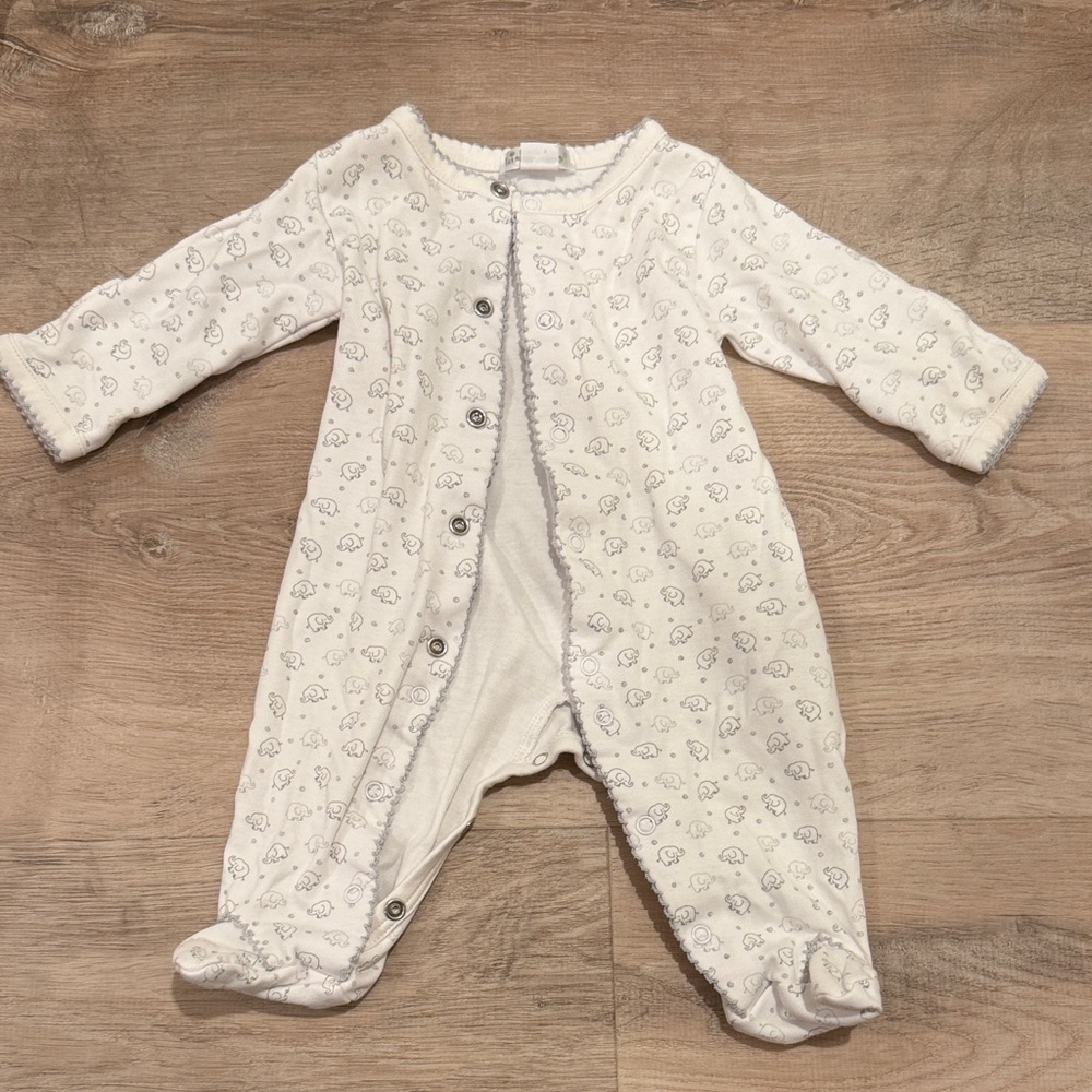 Kissy Kissy White and Gray Baby Footie - NWOT